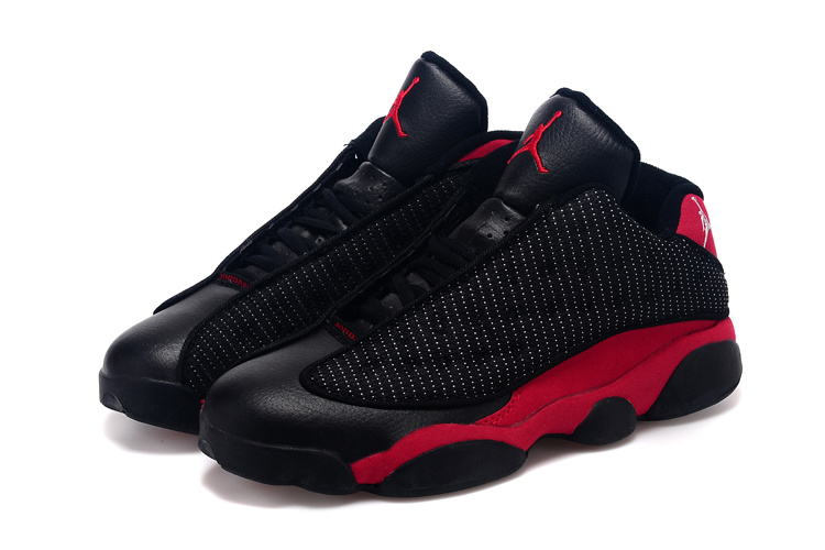 New Men Jordan 13 Low Black Red Shoes