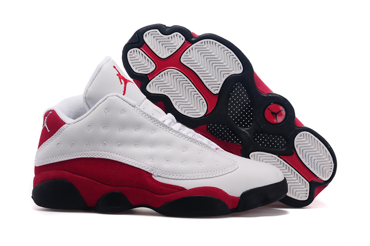 New Men Jordan 13 Low White Red Black Shoes