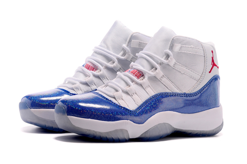 New Women Air Jordan 11 Colorful White Blue Shoes - Click Image to Close