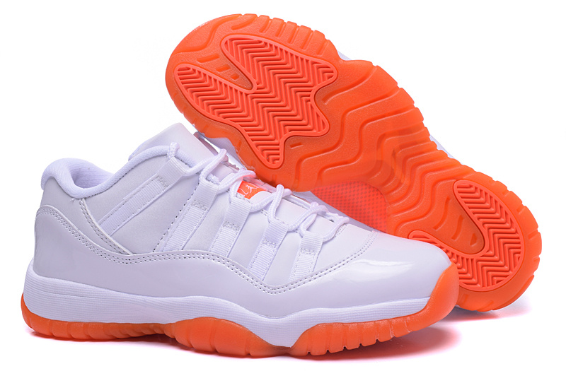 New Women Air Jordan 11 Retro White Orange Shoes