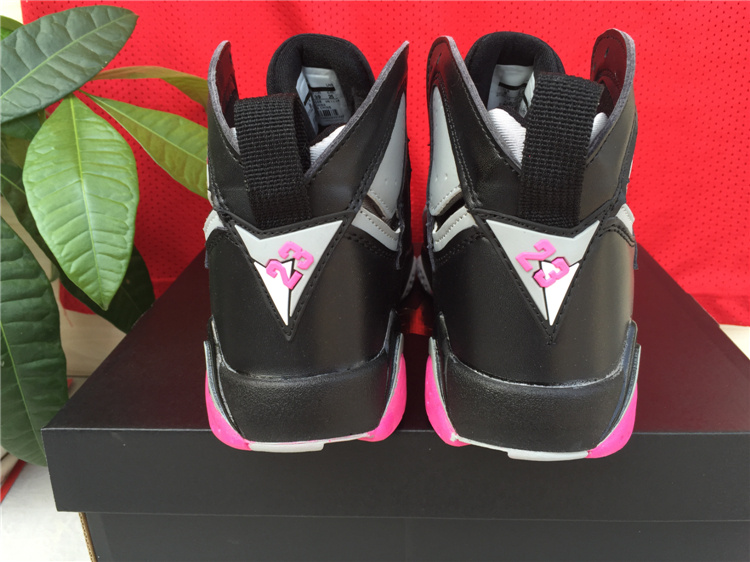 New Women Air Jordan 7 Retro Black Grey Pink Shoes - Click Image to Close