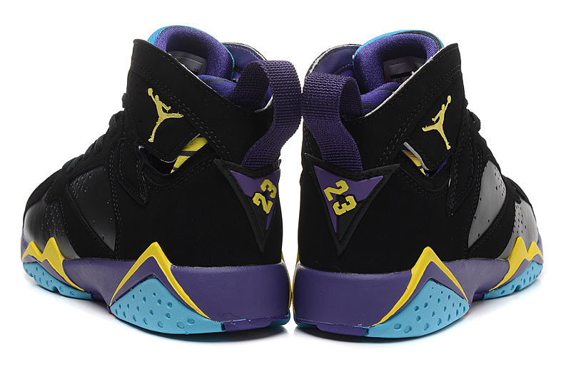 New Women Jordan 7 Retro Black Purple Yellow Blue Shoes