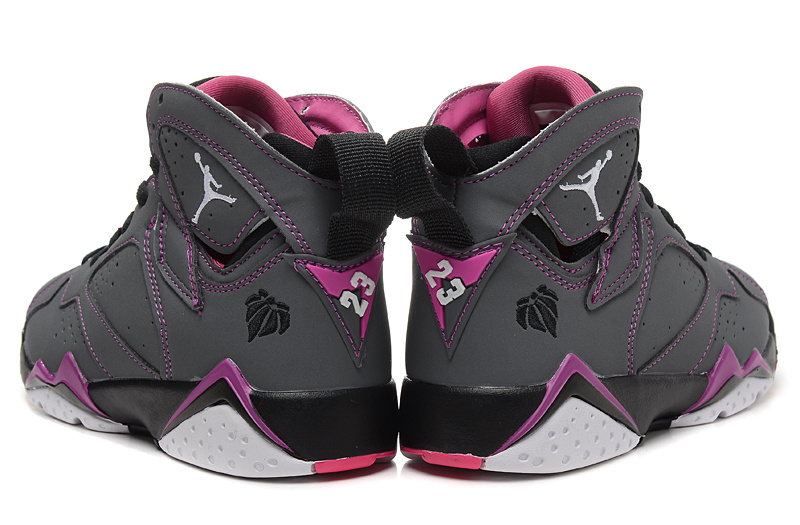 New Women Jordan 7 Retro Grey Purple Black Shoes