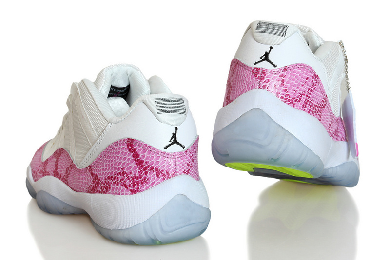 New Womens Air Jordan 11 Low Snakeskin Pink White Shoes - Click Image to Close
