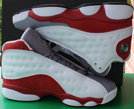 Newest Womens Air Jordan 13 White Grey Red Shoes