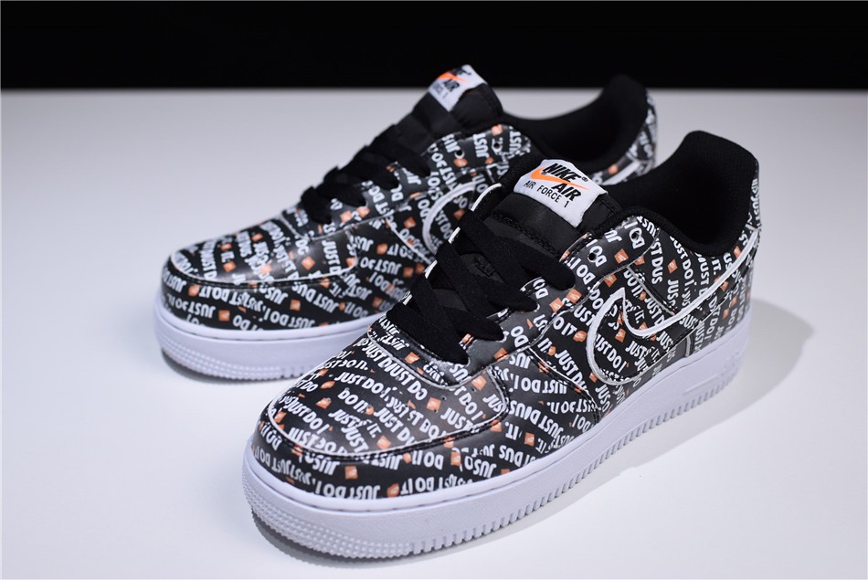 Nike Air Force 1 Low Just Do It Black White Orange - Click Image to Close