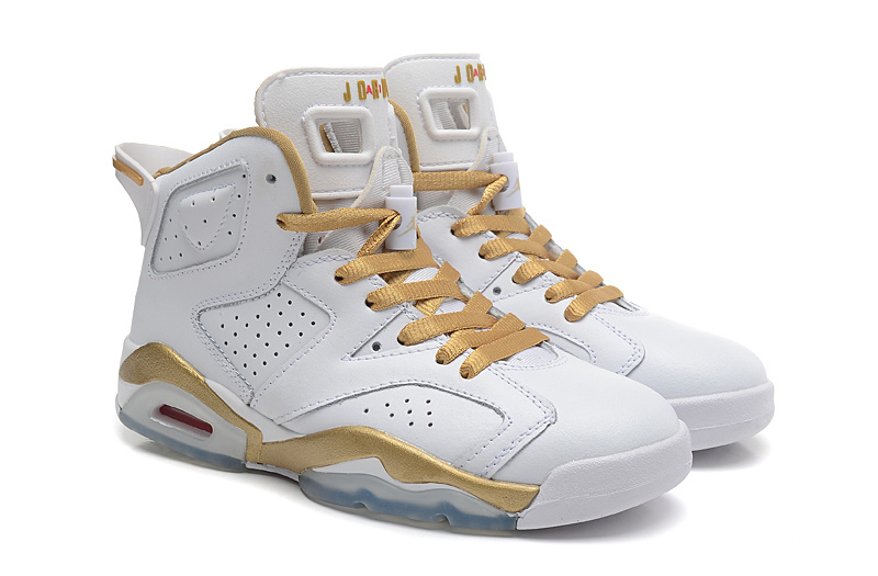 Air Jordan 6 GS White Gold Shoes