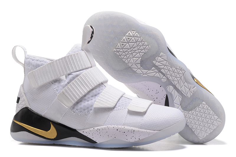 Nike Lebron Solider 11 White Gloden Shoes