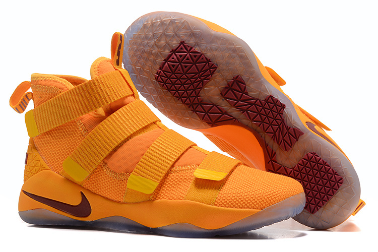 Nike Lebron Solider 11 Yellow Wine Red Shoes - Click Image to Close