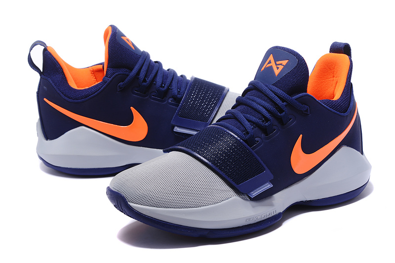 Nike Paul George 1 Grey Dark Blue Orange Shoes