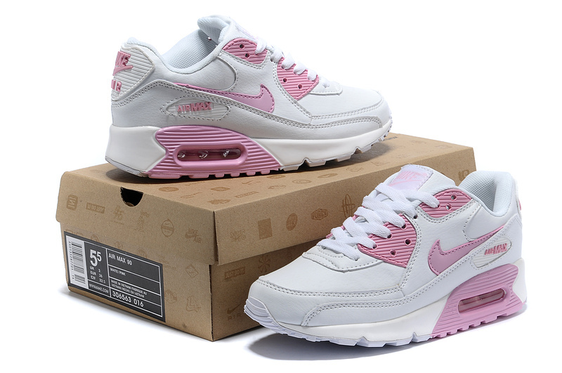 Nike Women Air Max 90 White Pink Runnings - Click Image to Close