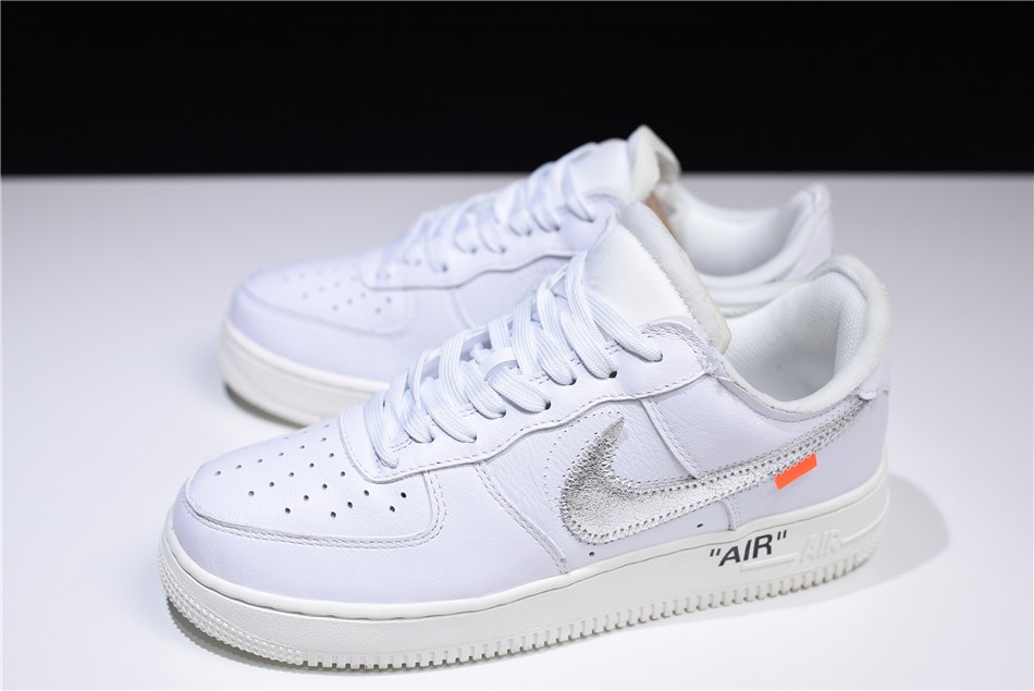 Off White x Nike Air Force 1 Low ComplexCon White Metallic Silver Sai Shoes