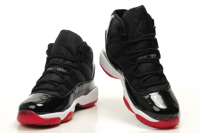 Original Womens Air Jordan 11 Bred Black Red White Shoes - Click Image to Close