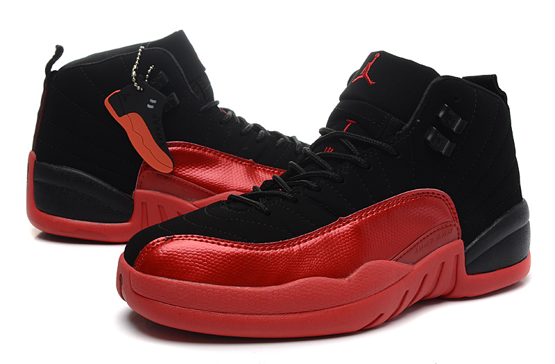 Original Womens Air Jordan 12 Black Red Shoes