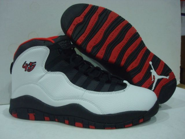Popular Air Jordan 10 OG Chicago Bulls White Black True Red Shoes - Click Image to Close
