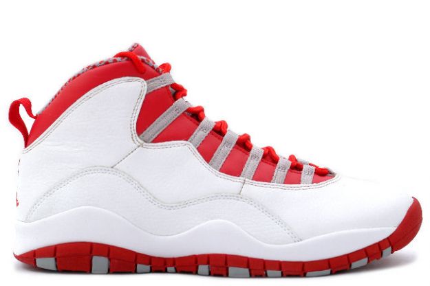 Popular Air Jordan 10 Retro White Varsity Red Light Steel Grey Shoes - Click Image to Close