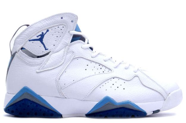 Popular Air Jordan 7 Retro White French Blue Flint Grey Shoes - Click Image to Close