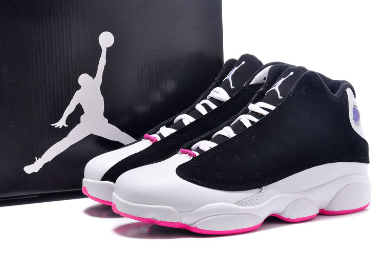 Popular Womens Air Jordan 13 GS Black Hyper Pink Shoes - Click Image to Close