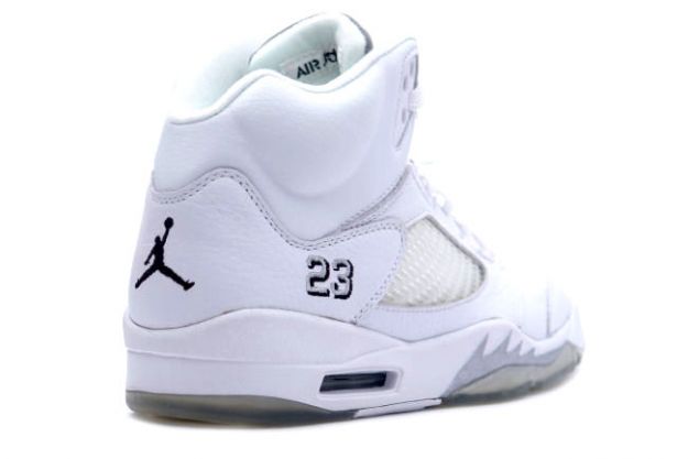 Special Air Jordan 5 Retro 3 4 High White Metallic Silver Black Shoes