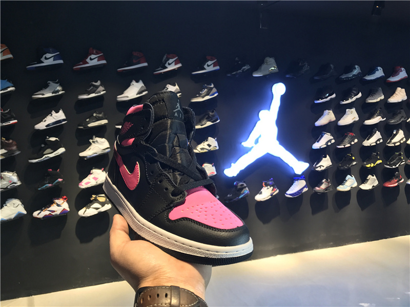 Women Jordan 1 Black Pink 2017 Shoes
