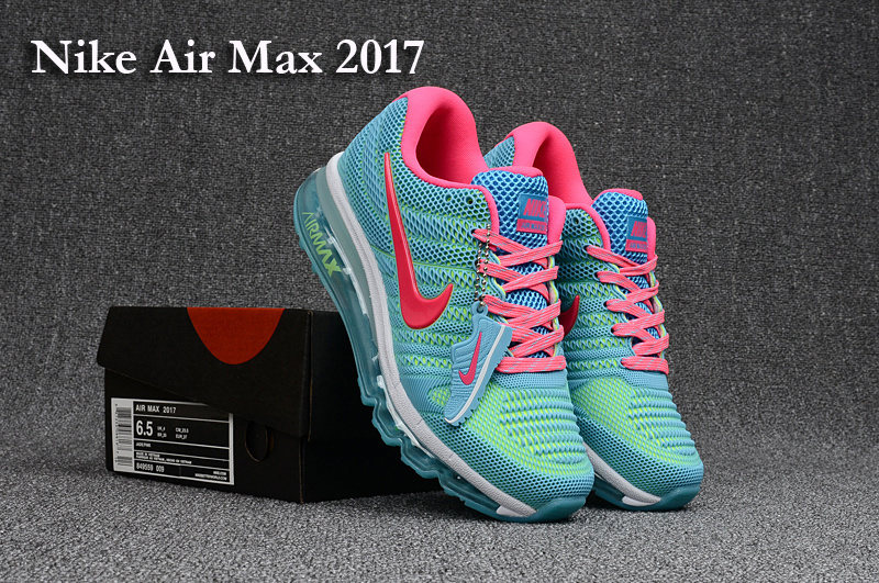 Women Air Max 2017 Jade Blue Pink Running Shoes - Click Image to Close