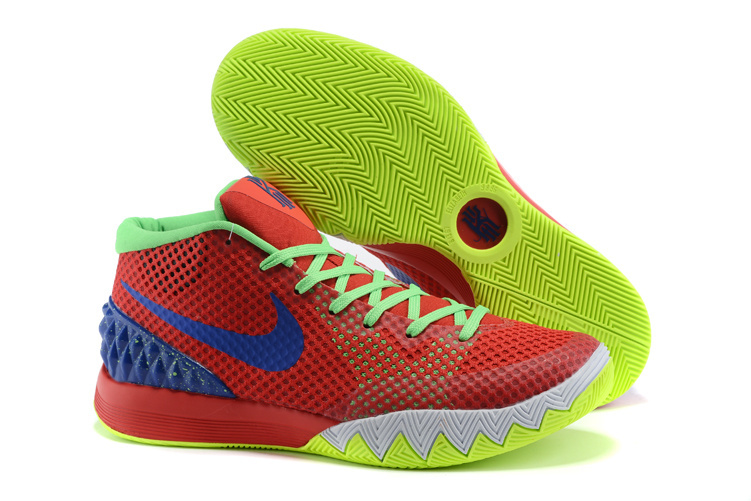 Women Nike Kyrie 1 Wine Red Fluorscent Blue Basketball Shoes - Click Image to Close