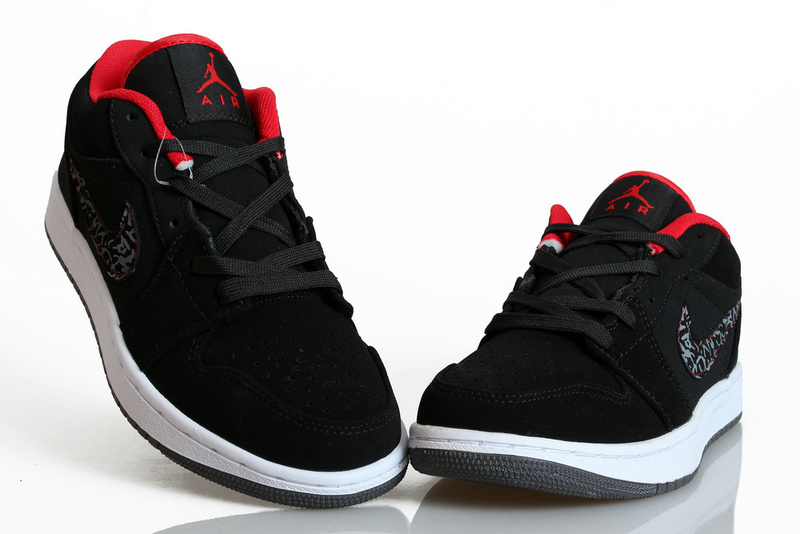 Womens Air Jordan 1 Low Black Red Shoes
