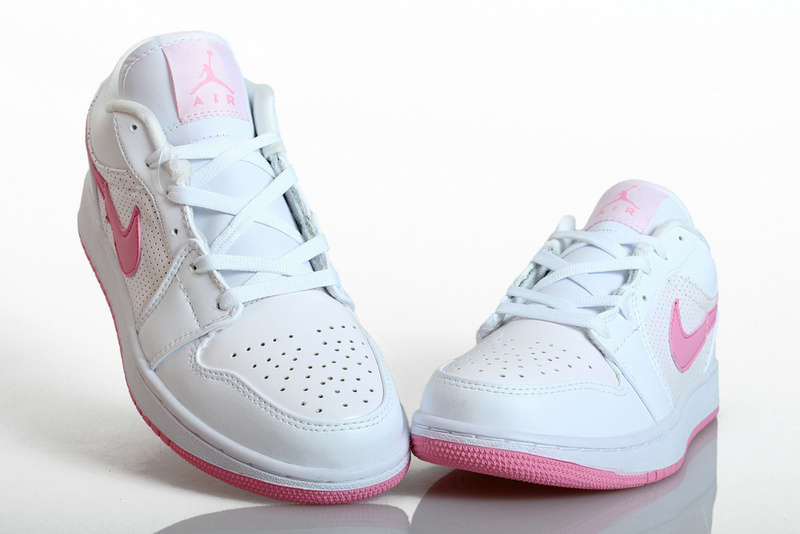 Womens Air Jordan 1 Low White Pink Shoes - Click Image to Close