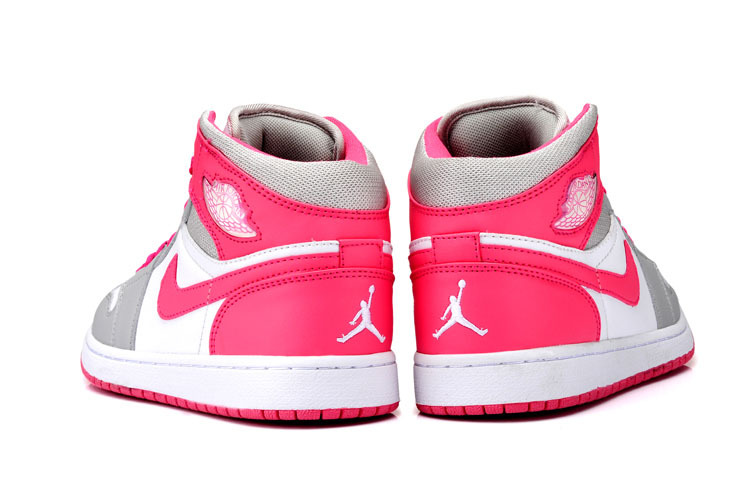 Womens Air Jordan 1 Retro High White Pink Grey Shoes - Click Image to Close