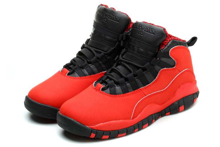 Womens Air Jordan 10 Retro Red Black Shoes - Click Image to Close