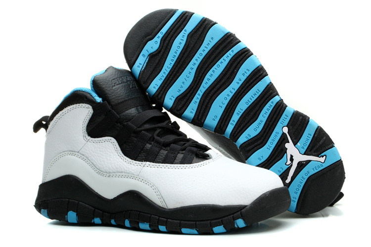 Womens Air Jordan 10 Retro White Black Blue Shoes