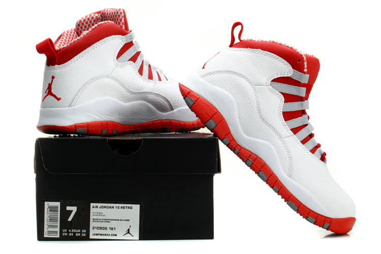 Womens Air Jordan 10 Retro White Red Shoes