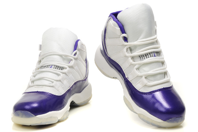 Womens Air Jordan 11 Retro White Purple Shoes - Click Image to Close