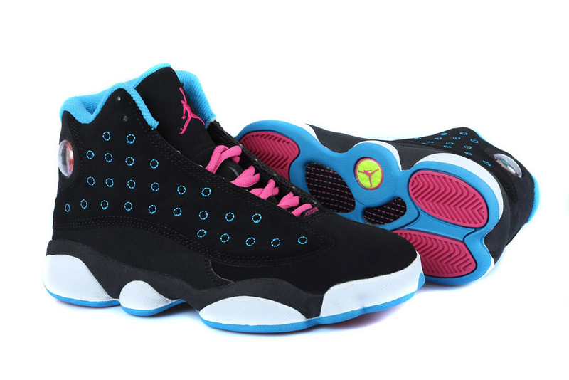 Womens Air Jordan 13 GS Seaside Black Blue Pink Shoes