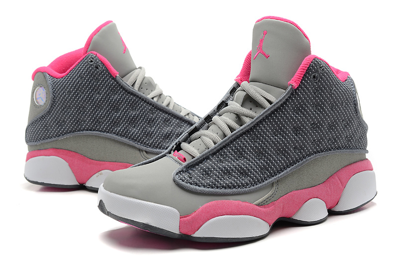 Womens Air Jordan 13 Retro Grey Pink White Shoes