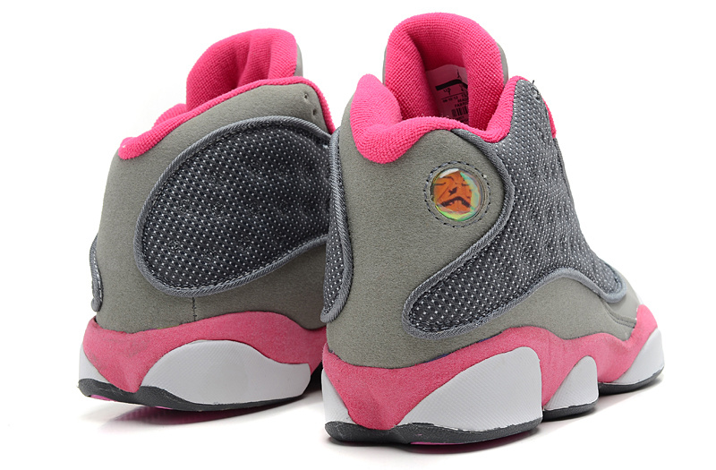 Womens Air Jordan 13 Retro Grey Pink White Shoes - Click Image to Close