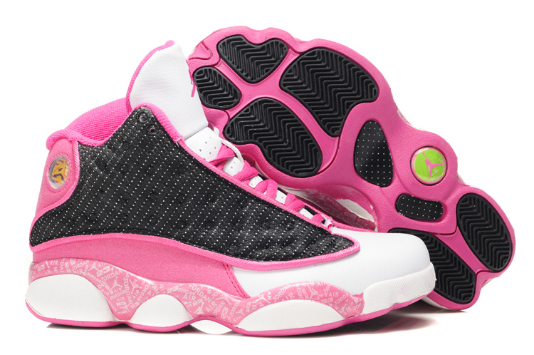 Womens Air Jordan 13 Retro White Black Pink Shoes