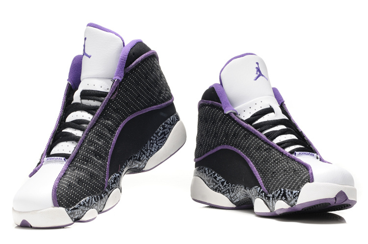 Womens Air Jordan 13 Retro White Black Purple Shoes