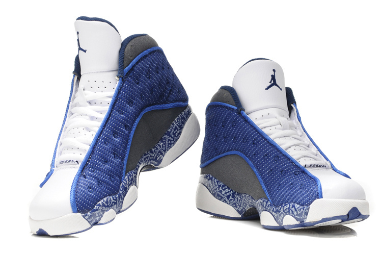 Womens Air Jordan 13 Retro White Blue Grey Shoes