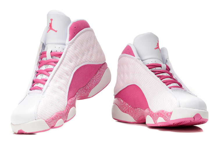 Womens Air Jordan 13 Retro White Pink Shoes - Click Image to Close