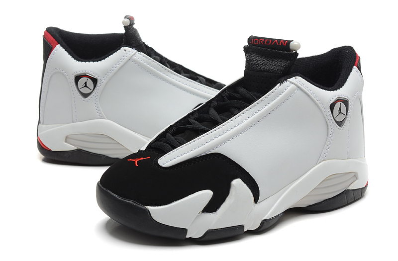 Womens Air Jordan 14 White Black Red Jumpman Shoes - Click Image to Close
