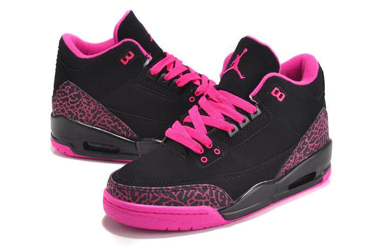 Womens Air Jordan 3 Retro Black Hot Pink Cement Shoes