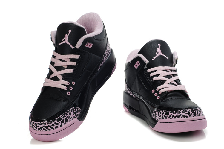 Womens Air Jordan 3 Retro Black Pink Cement Shoes - Click Image to Close