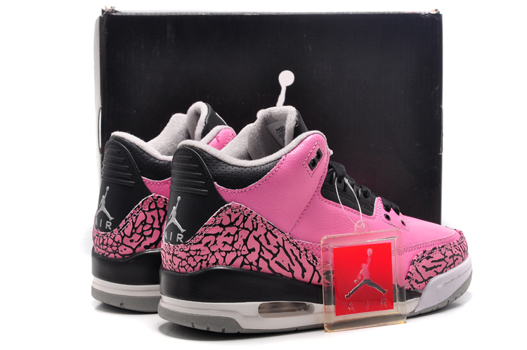 Womens Air Jordan 3 Retro Pink Black Shoes - Click Image to Close