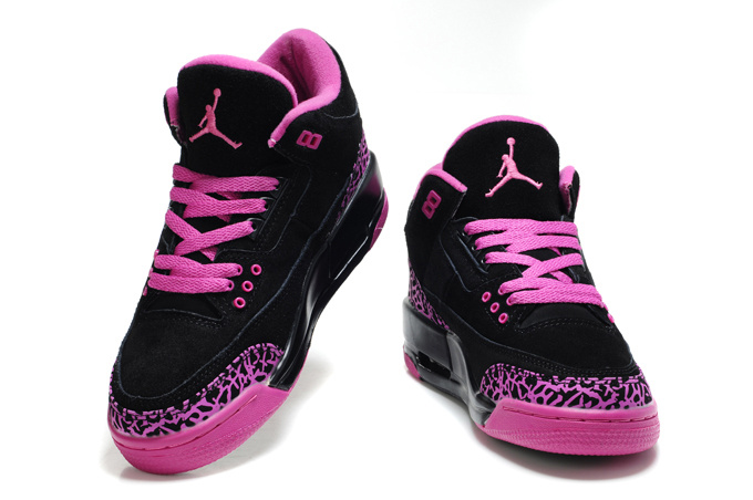 Womens Air Jordan 3 Suede Black Pink Cement Shoes