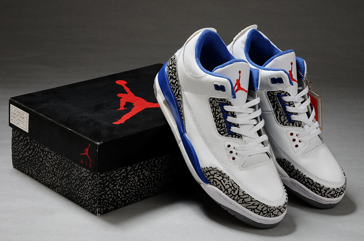 Womens Air Jordan 3 White Cement Grey Blue Shoes