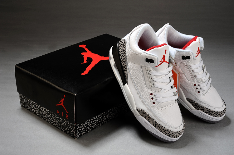 Womens Air Jordan 3 White Cement Grey Red Shoes