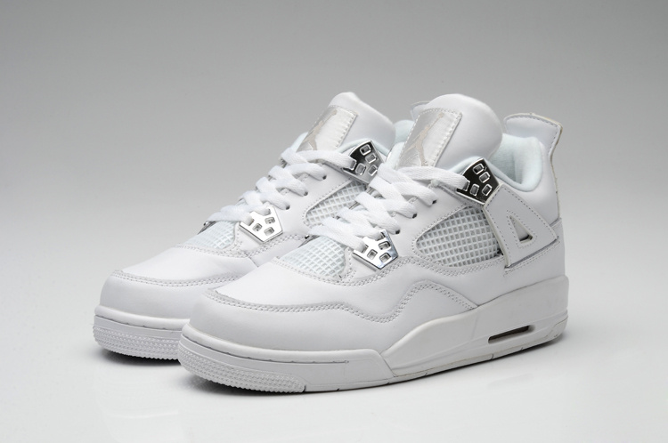 Womens Air Jordan 4 Retro All White Shoes - Click Image to Close