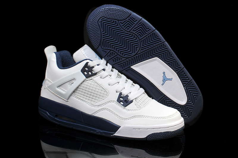 Womens Air Jordan 4 Retro White Blue Shoes