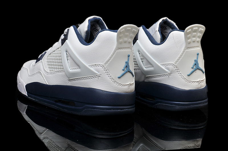 Womens Air Jordan 4 Retro White Blue Shoes